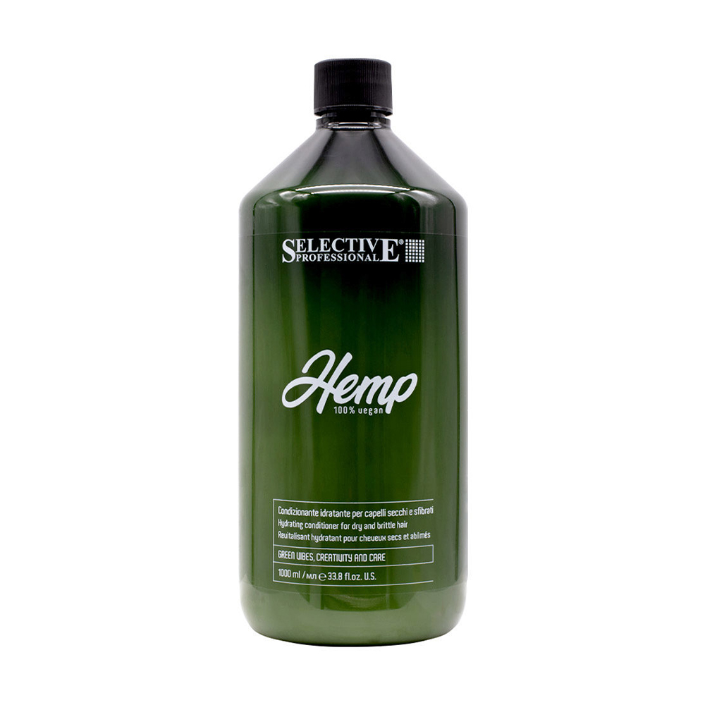 Зволожувальний кондиціонер Selective Professional Hemp Hydrating Conditioner для сухого та ламкого волосся, з екстрактом олії насіння коноплі, 1 л